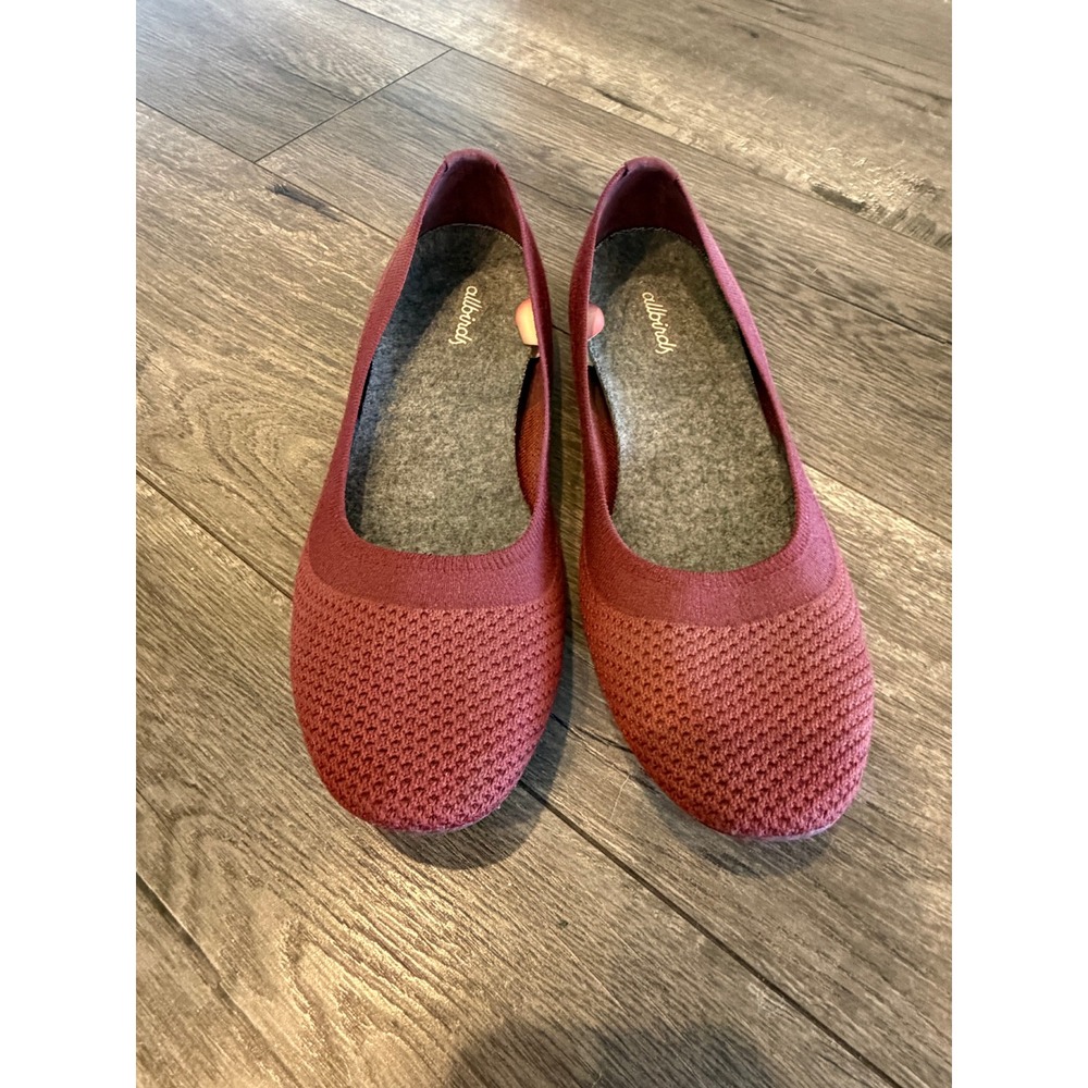 Allbirds Tree Breezers Cabernet Burgundy Red Knit Ballet Flats Womens 9 TB W9